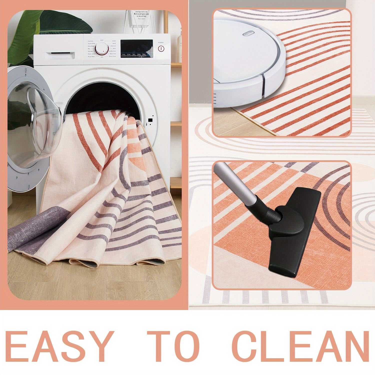 Nordic Modern Art Rug - Soft Washable Low-Pile Carpet with Anti-Skid Backing, Stylish Home Decor for Under Table & Office Spaces (Black\u002F Beige) | Multiple Sizes