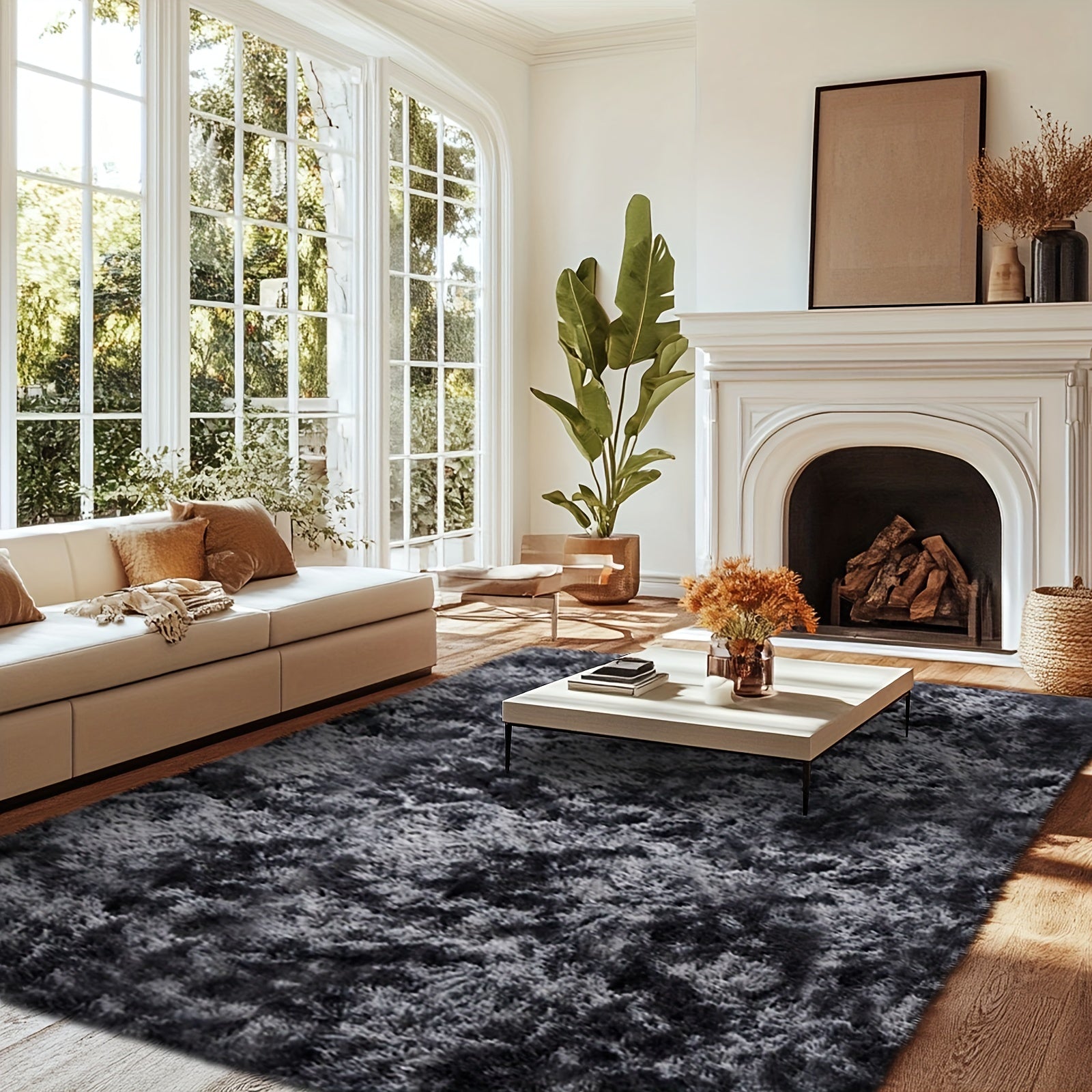 Fluffy Faux Fur Rug 1pc Super Soft Thick Fluffy Faux Fur Area Rug | Plush Shag Rug for Bedroom, Living Room, Home Decor - Holiday Christmas Rug, Housewarming Gift, Floor Mat for Christmas Gifts and Decorations